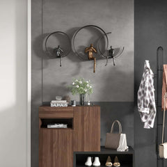 Metal Wall Art with Figural Design Round Frame Decor