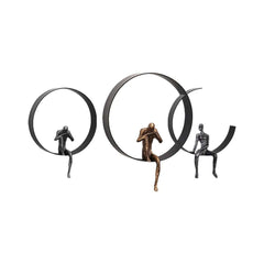Metal Wall Art with Figural Design Round Frame Decor