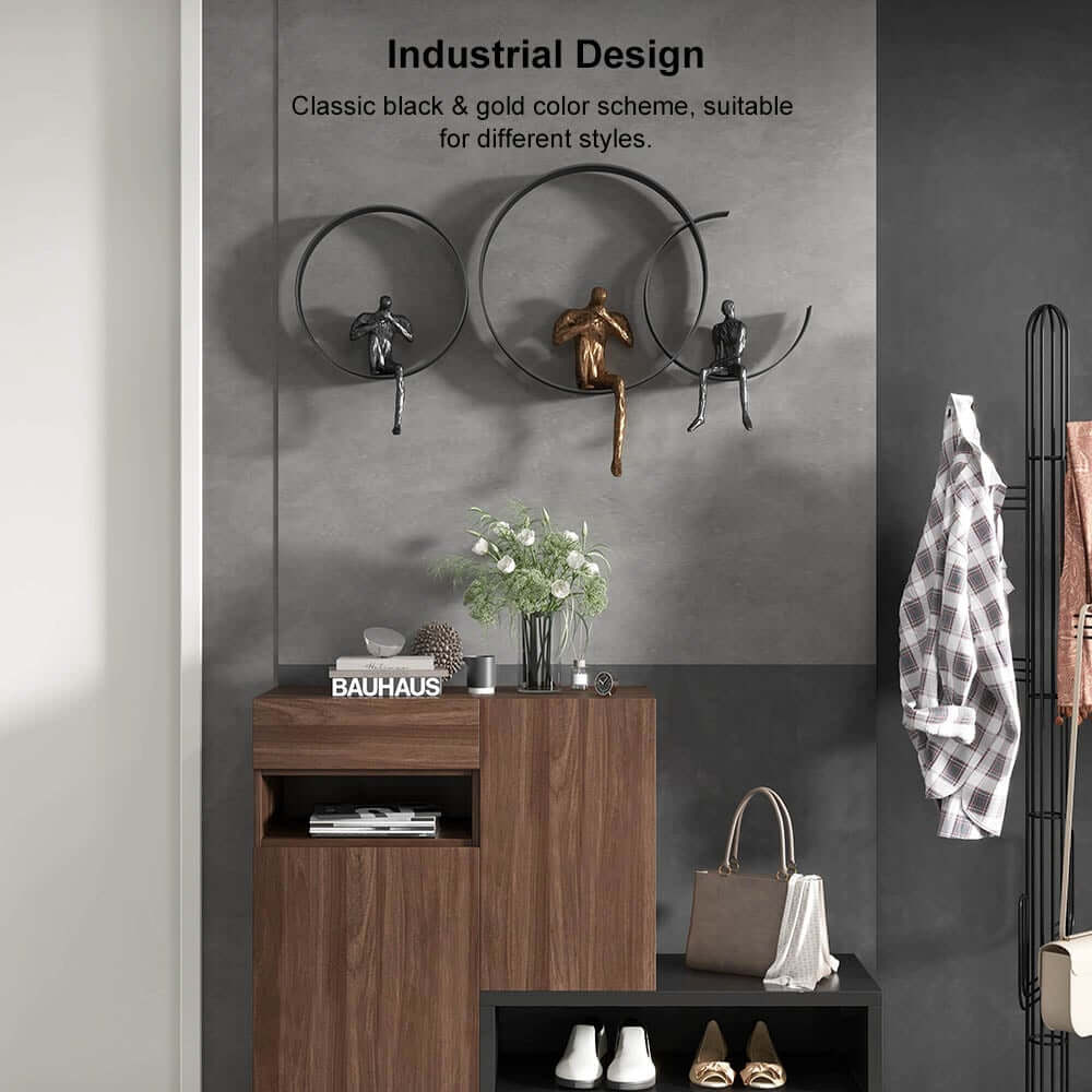 Metal Wall Art with Figural Design Round Frame Decor