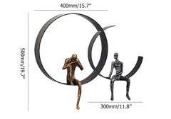 Metal Wall Art with Figural Design Round Frame Decor Dimensions