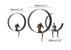 Metal Wall Art with Figural Design Round Frame Decor Dimensions