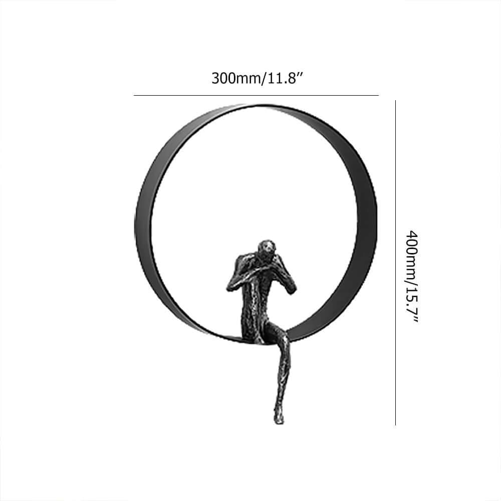 Metal Wall Art with Figural Design Round Frame Decor Dimensions