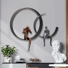 Metal Wall Art with Figural Design Round Frame Decor Main Product Image