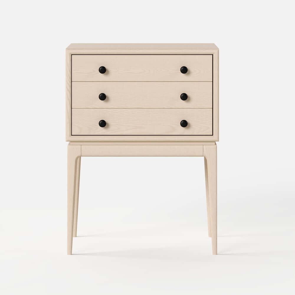 Mid-Century Modern Ash Wood Chest With 3 Drawers