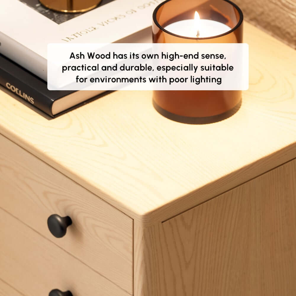 Mid-Century Modern Ash Wood Chest With 3 Drawers