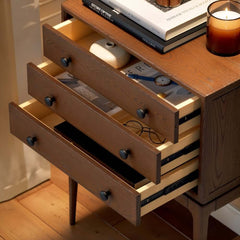 Mid-Century Modern Ash Wood Chest With 3 Drawers