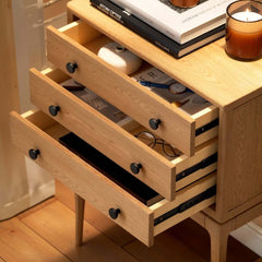 Mid-Century Modern Ash Wood Chest With 3 Drawers