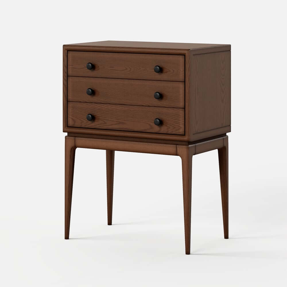 Mid-Century Modern Ash Wood Chest With 3 Drawers