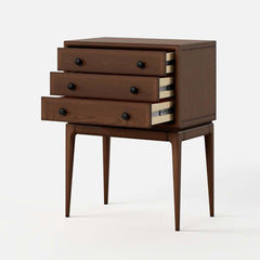 Mid-Century Modern Ash Wood Chest With 3 Drawers