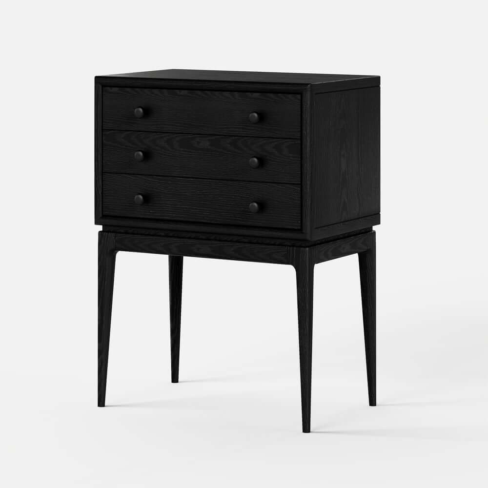 Mid-Century Modern Ash Wood Chest With 3 Drawers