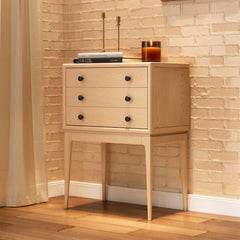 Mid-Century Modern Ash Wood Chest With 3 Drawers