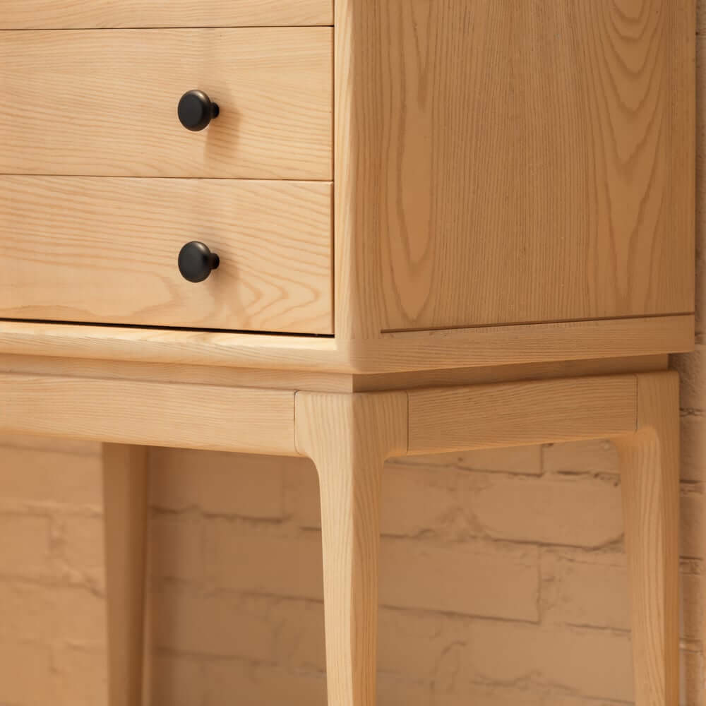 Mid-Century Modern Ash Wood Chest With 3 Drawers