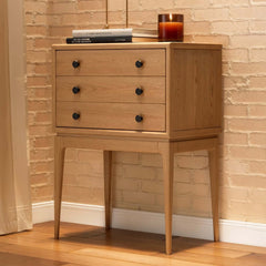 Mid-Century Modern Ash Wood Chest With 3 Drawers