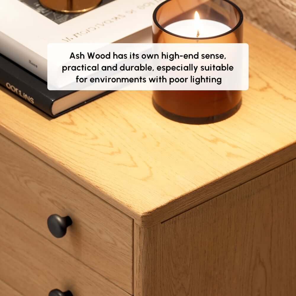 Mid-Century Modern Ash Wood Chest With 3 Drawers