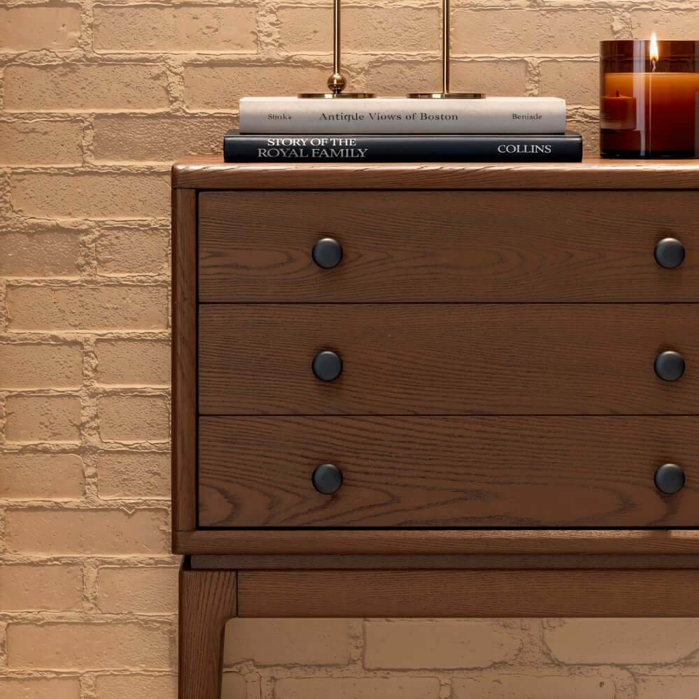 Mid-Century Modern Ash Wood Chest With 3 Drawers