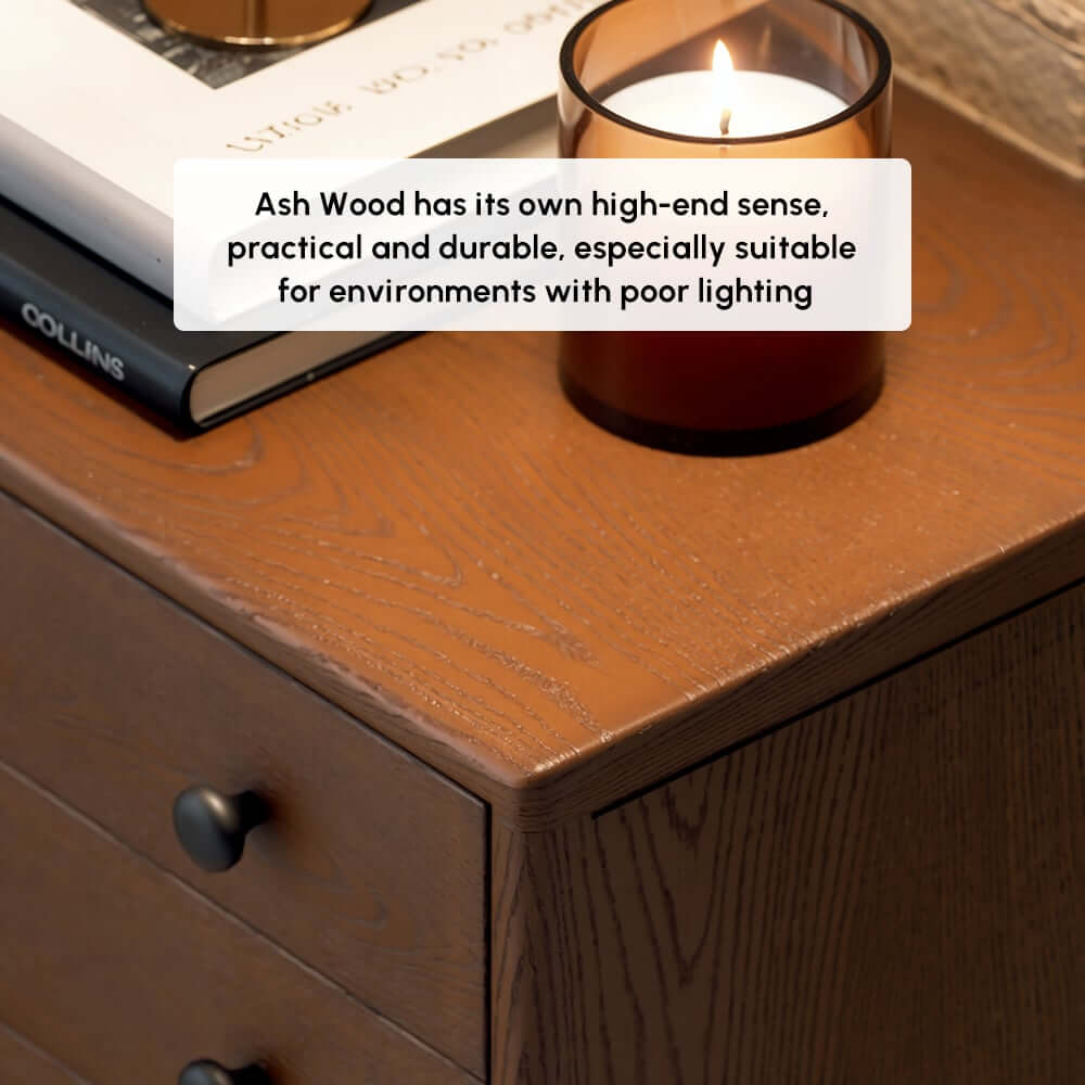 Mid-Century Modern Ash Wood Chest With 3 Drawers