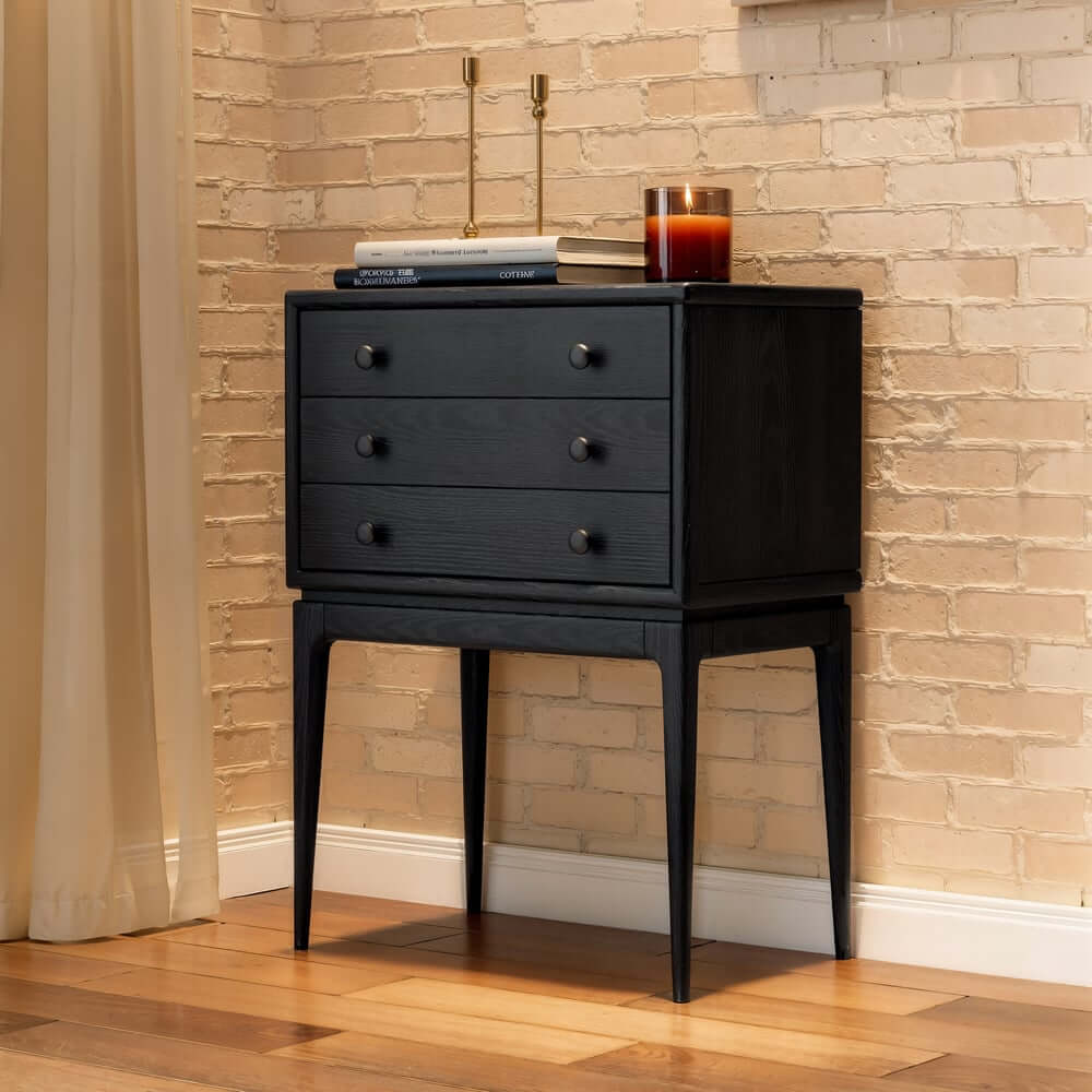 Mid-Century Modern Ash Wood Chest With 3 Drawers