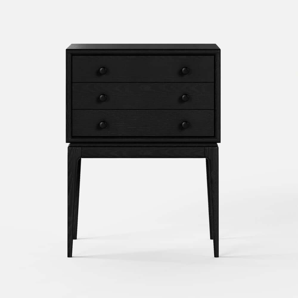 Mid-Century Modern Ash Wood Chest With 3 Drawers