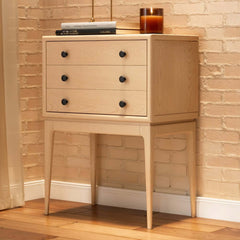 Mid-Century Modern Ash Wood Chest With 3 Drawers