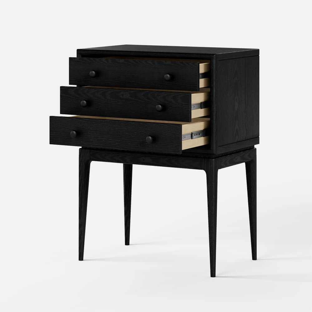 Mid-Century Modern Ash Wood Chest With 3 Drawers