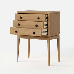 Mid-Century Modern Ash Wood Chest With 3 Drawers