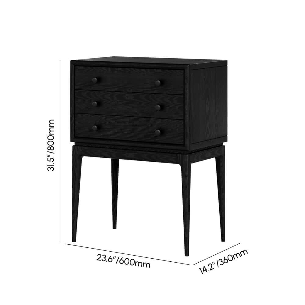 Mid-Century Modern Ash Wood Chest With 3 Drawers Dimensions