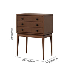 Mid-Century Modern Ash Wood Chest With 3 Drawers Dimensions