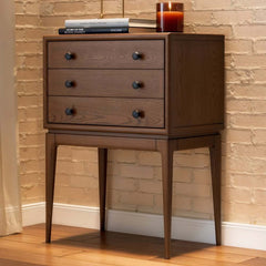 Mid-Century Modern Ash Wood Chest With 3 Drawers Main Product Image