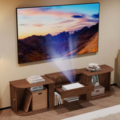 Mid-Century Modern Ash Wood TV Stand With Tambour Doors