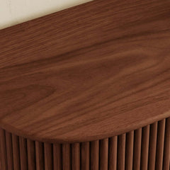 Mid-Century Modern Ash Wood TV Stand With Tambour Doors