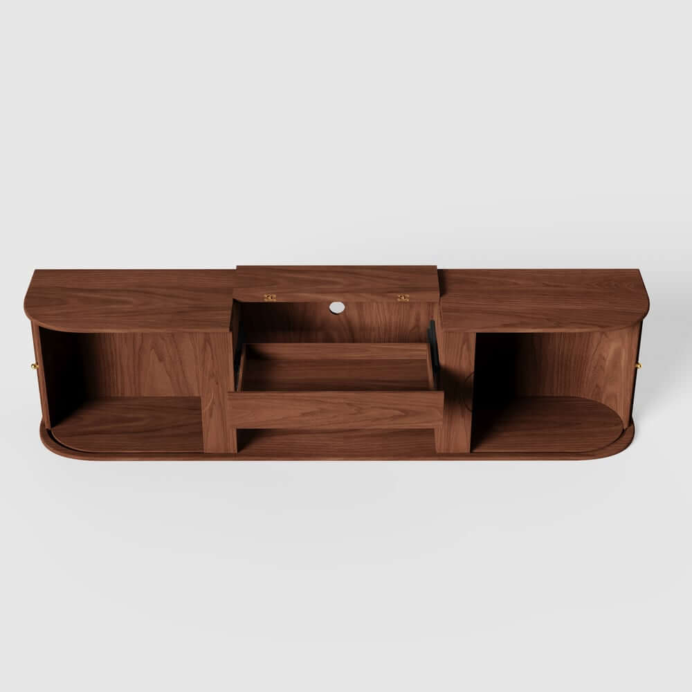 Mid-Century Modern Ash Wood TV Stand With Tambour Doors