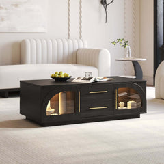 Mid-Century Modern Black TV Stand & Coffee Table Set