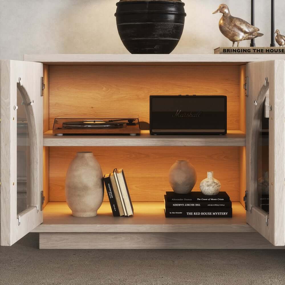 Mid-Century Modern Black TV Stand & Coffee Table Set
