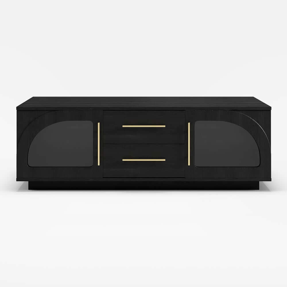 Mid-Century Modern Black TV Stand & Coffee Table Set