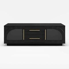 Mid-Century Modern Black TV Stand & Coffee Table Set