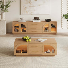 Mid-Century Modern Black TV Stand & Coffee Table Set