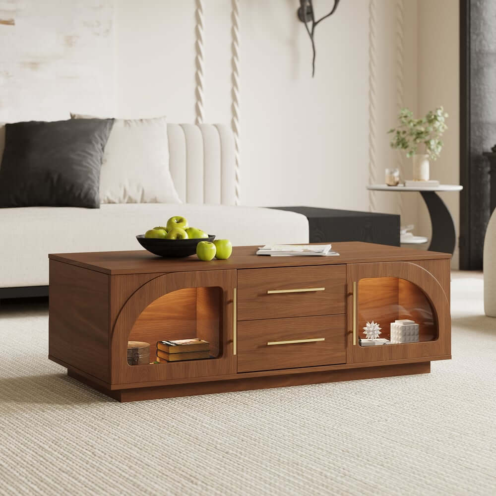 Mid-Century Modern Black TV Stand & Coffee Table Set