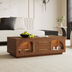 Mid-Century Modern Black TV Stand & Coffee Table Set