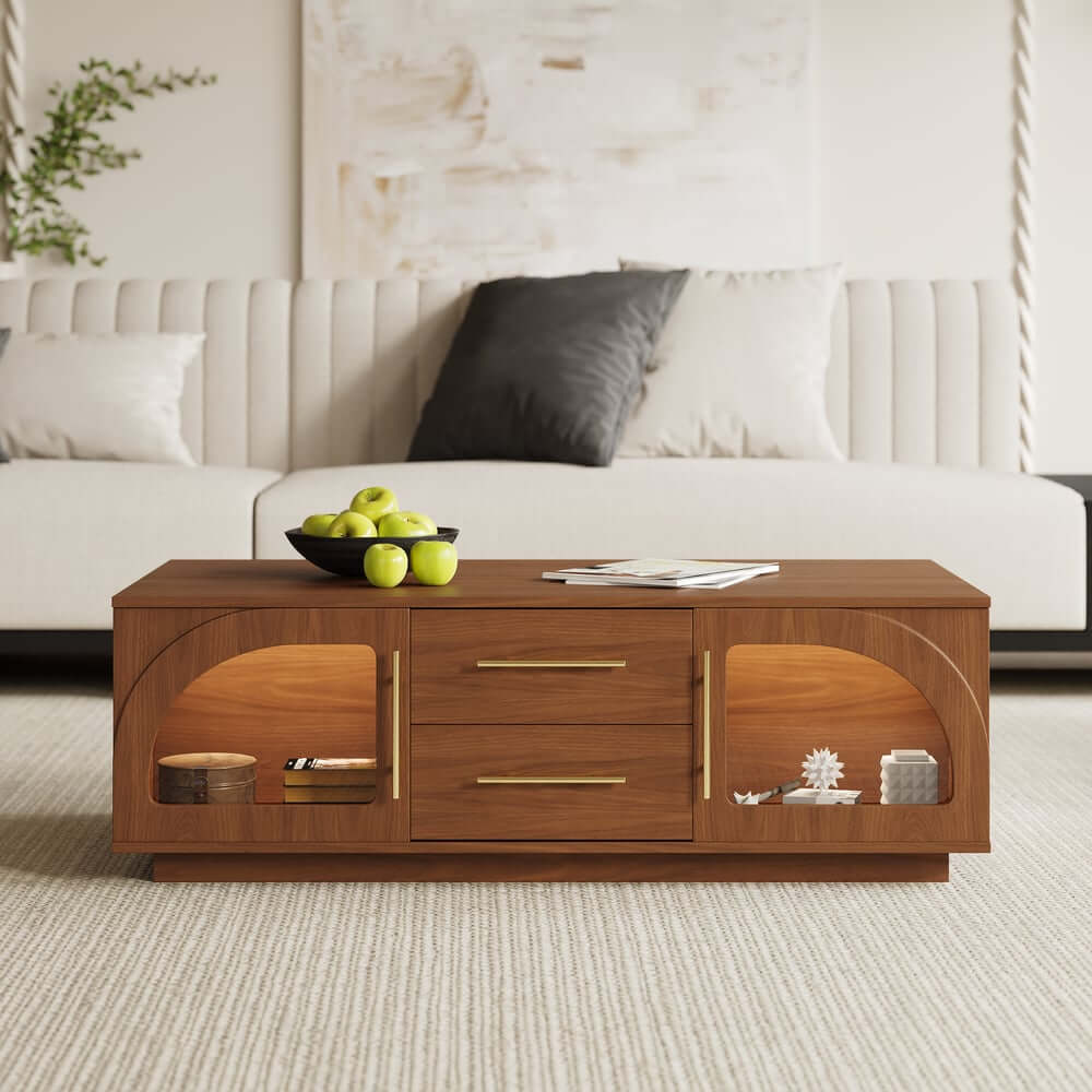 Mid-Century Modern Black TV Stand & Coffee Table Set