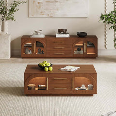 Mid-Century Modern Black TV Stand & Coffee Table Set