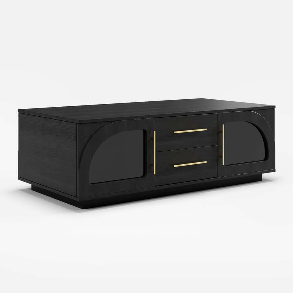 Mid-Century Modern Black TV Stand & Coffee Table Set