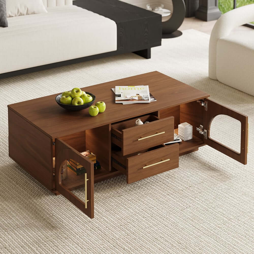 Mid-Century Modern Black TV Stand & Coffee Table Set