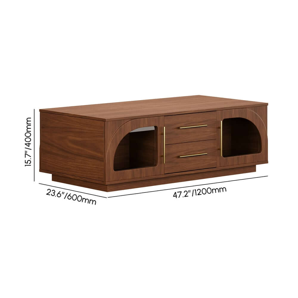 Mid-Century Modern Black TV Stand & Coffee Table Set Dimensions