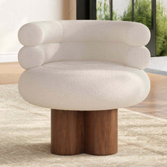 Mid-Century Modern Boucle Arm Chair with Swivel Base