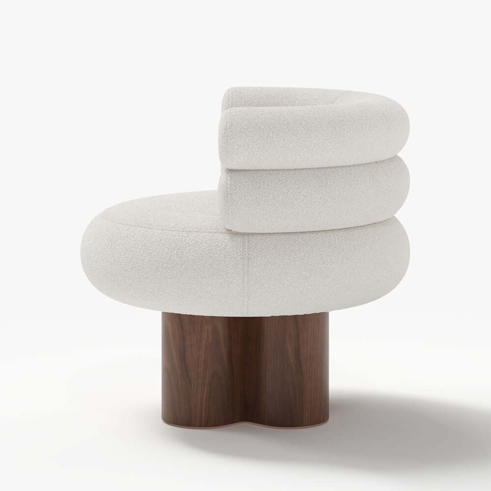 Mid-Century Modern Boucle Arm Chair with Swivel Base