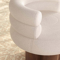 Mid-Century Modern Boucle Arm Chair with Swivel Base