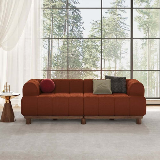 Mid-Century Modern Boucle Loveseat Sofa With Round Arms