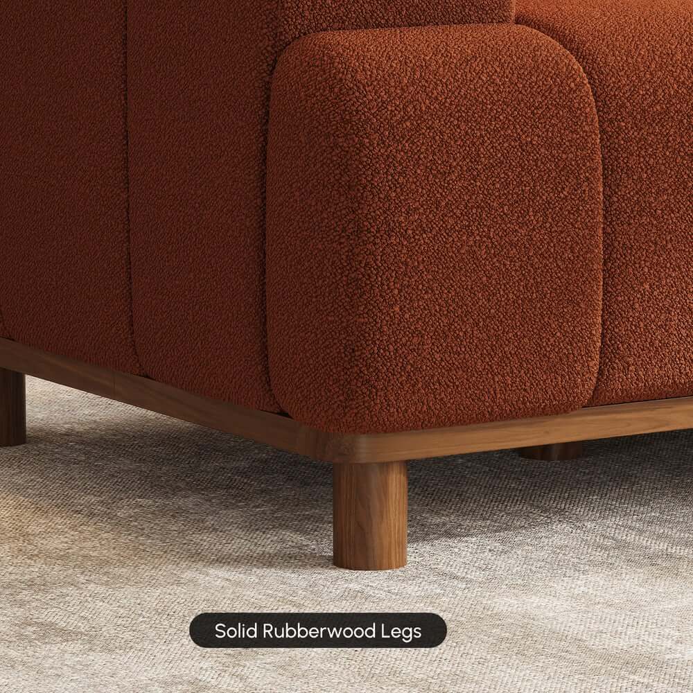 Mid-Century Modern Boucle Loveseat Sofa With Round Arms