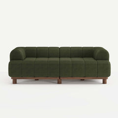 Mid-Century Modern Boucle Loveseat Sofa With Round Arms
