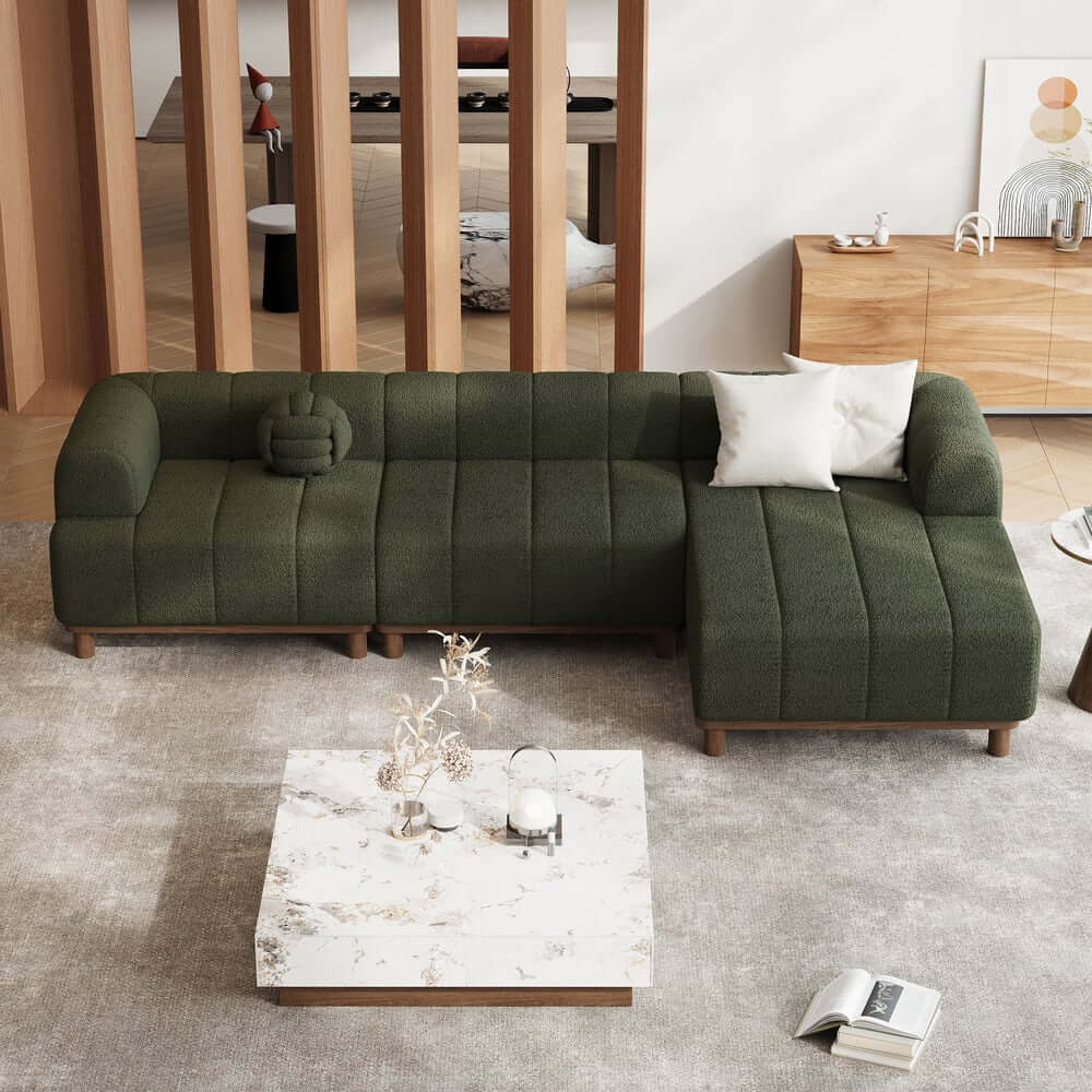 Mid-Century Modern Boucle Loveseat Sofa With Round Arms